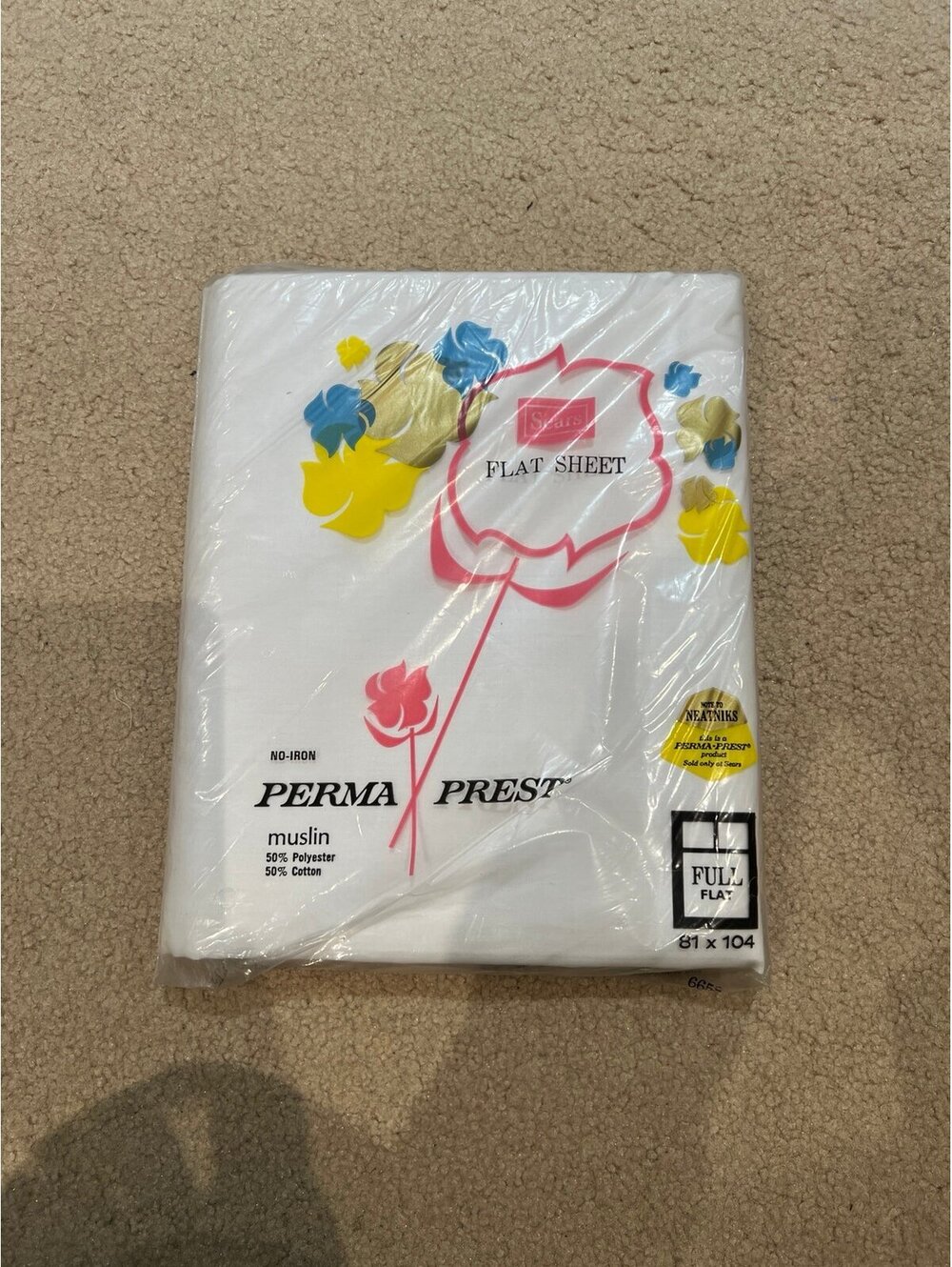 Vintage flat bed sheet by Sears